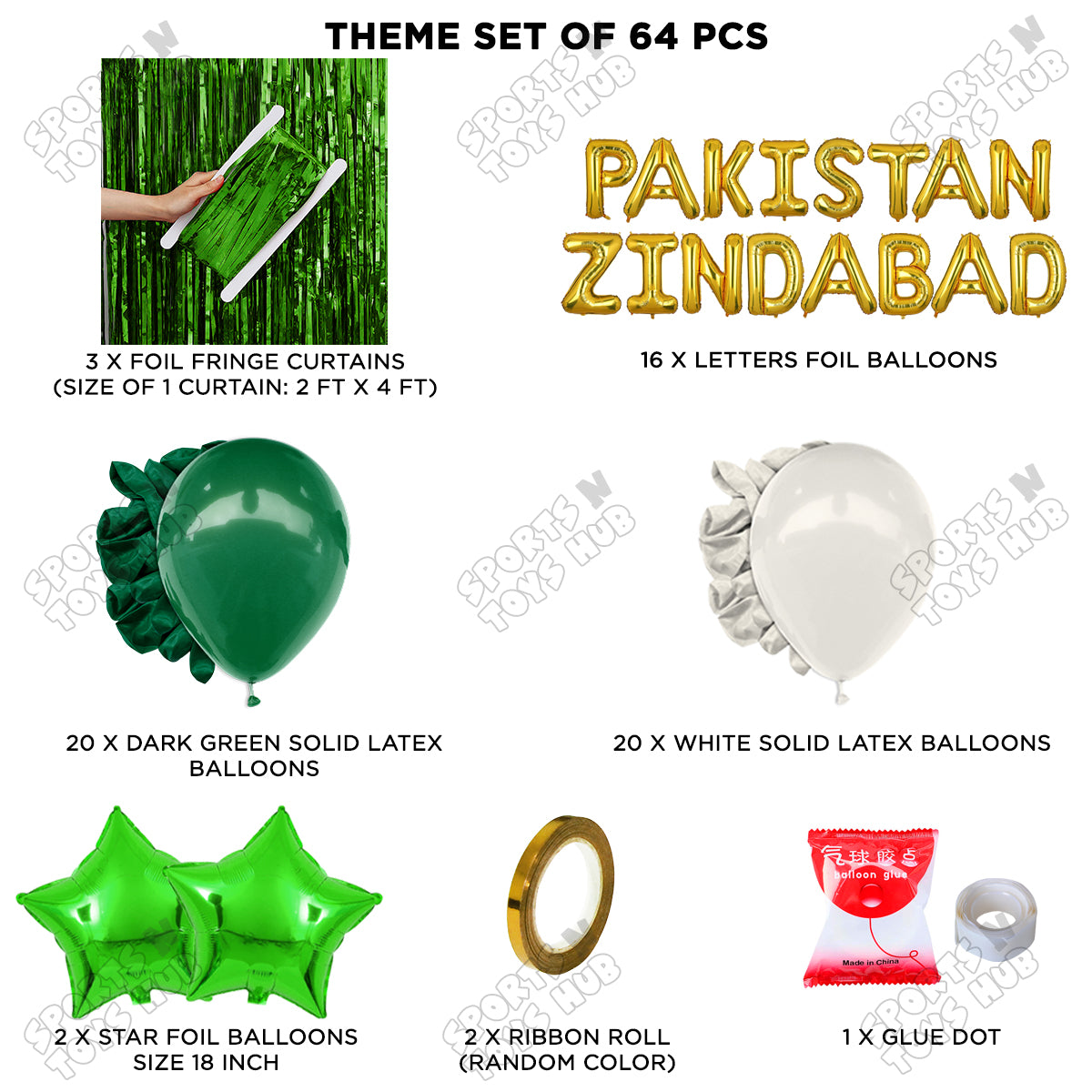 Pakistan Zindabad Foil Letters Theme Collection