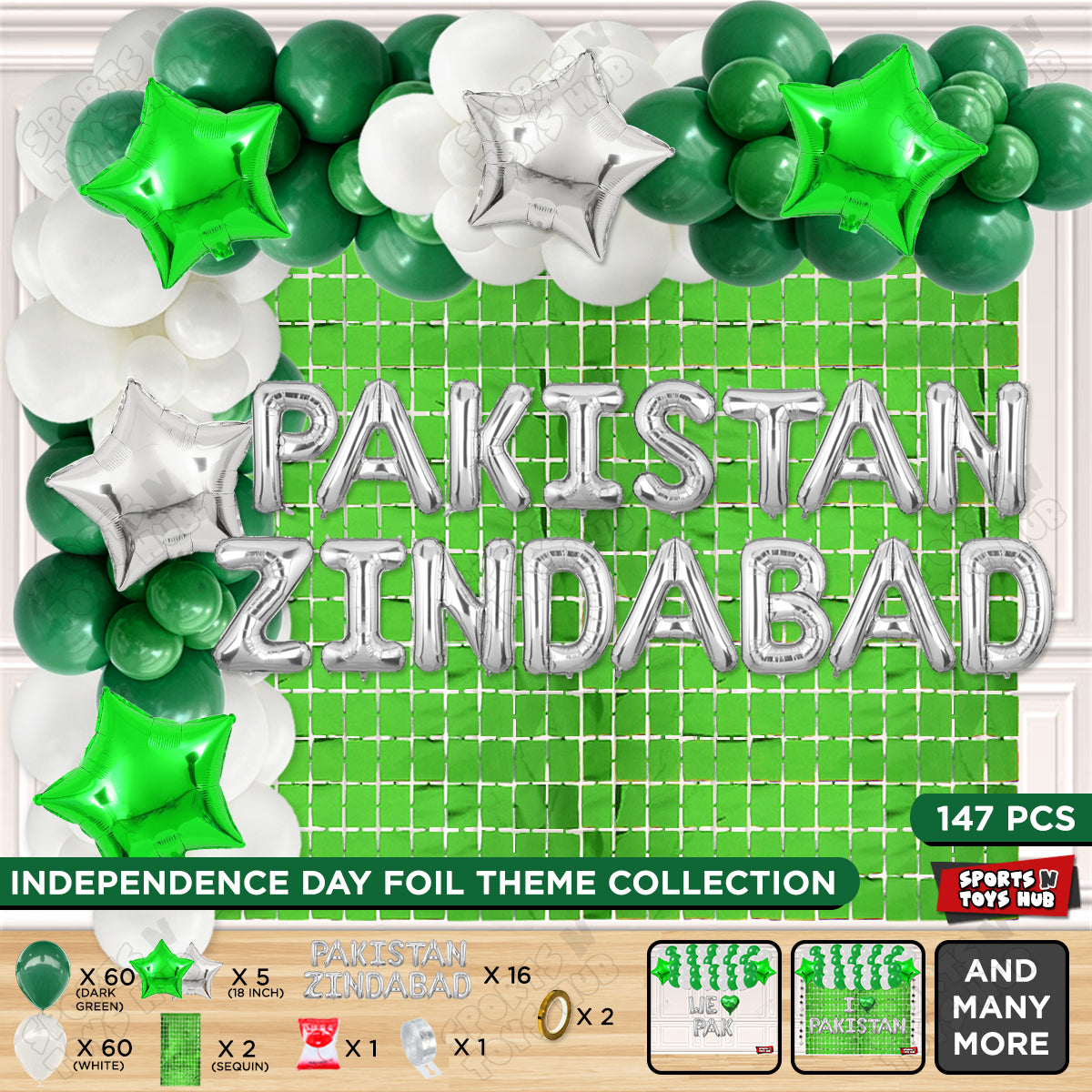Pakistan Zindabad Foil Letters Theme Collection