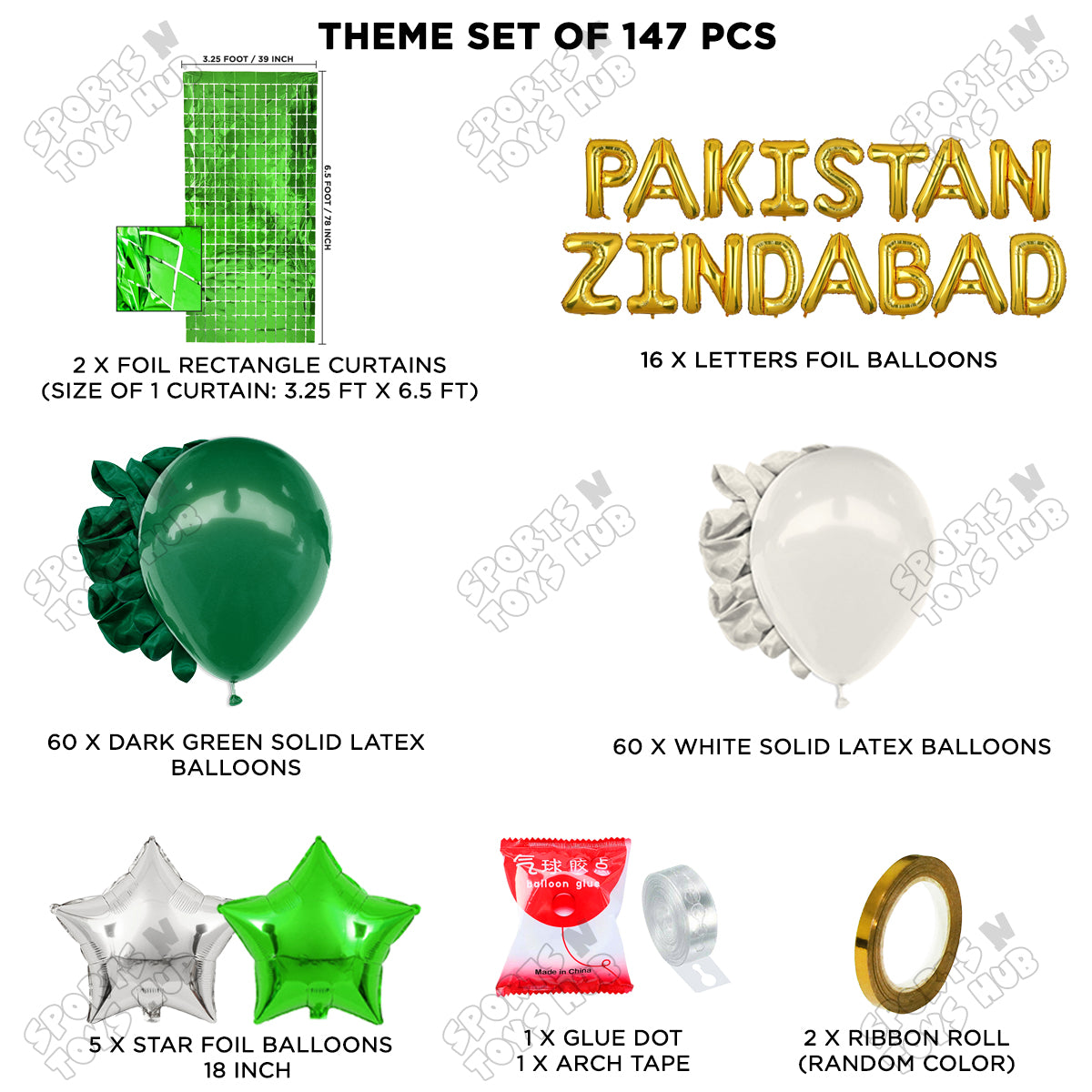 Pakistan Zindabad Foil Letters Theme Collection