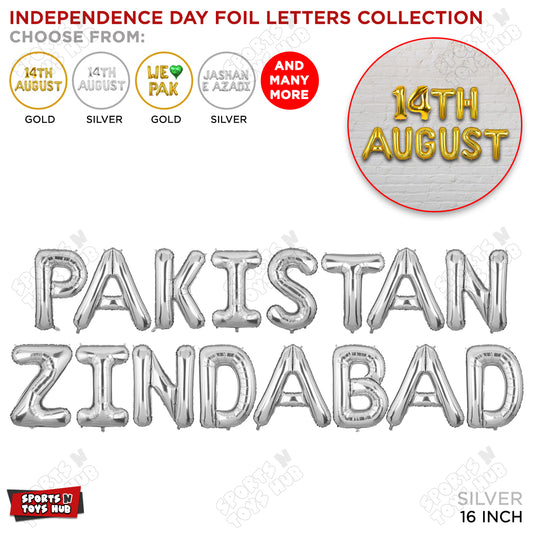 Pakistan Zindabad Foil Letters Balloon