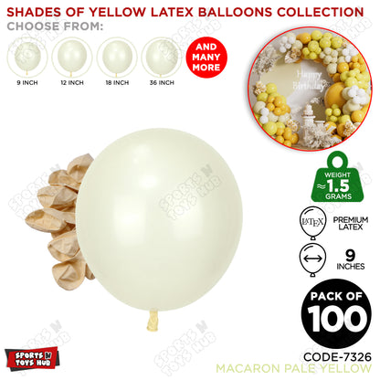 Pale Yellow Latex Balloons Available In 9, 12, 18 & 36 Inch Sizes