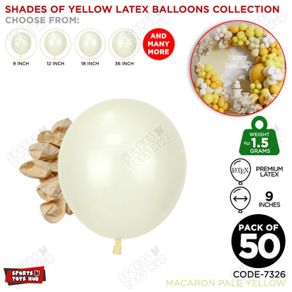 Pale Yellow Latex Balloons Available In 9, 12, 18 & 36 Inch Sizes