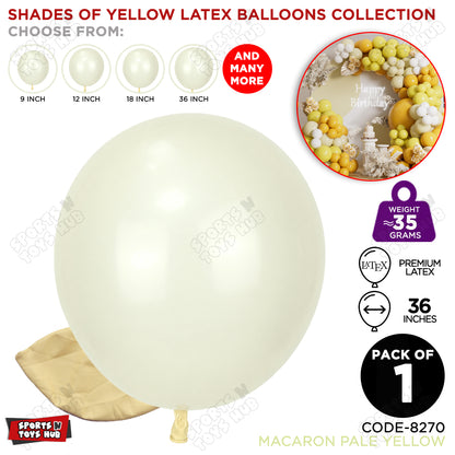 Pale Yellow Latex Balloons Available In 9, 12, 18 & 36 Inch Sizes