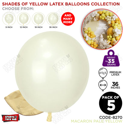 Pale Yellow Latex Balloons Available In 9, 12, 18 & 36 Inch Sizes