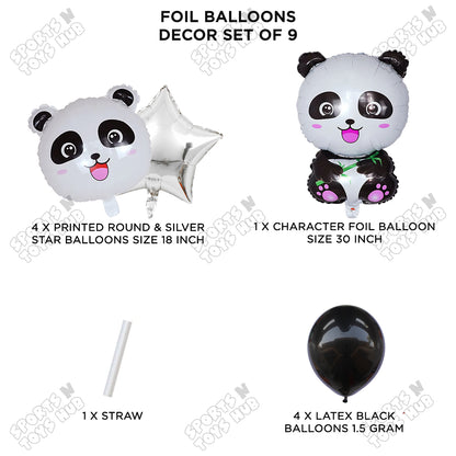 Panda Pack Of 9 Foil Balloon Set