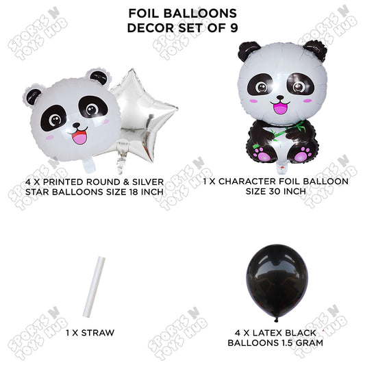 Panda Pack Of 9 Foil Balloon Set