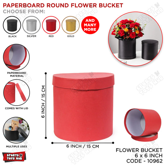 6 × 6 Inch Round Cardboard Flower Gift Box with Lid – Premium Paper Bouquet Packaging Box for Roses, Flowers & Floral Arrangements, Round Gift Box for Florists, Wedding, Valentine’s Day, Birthday, Anniversary & Special Occasions