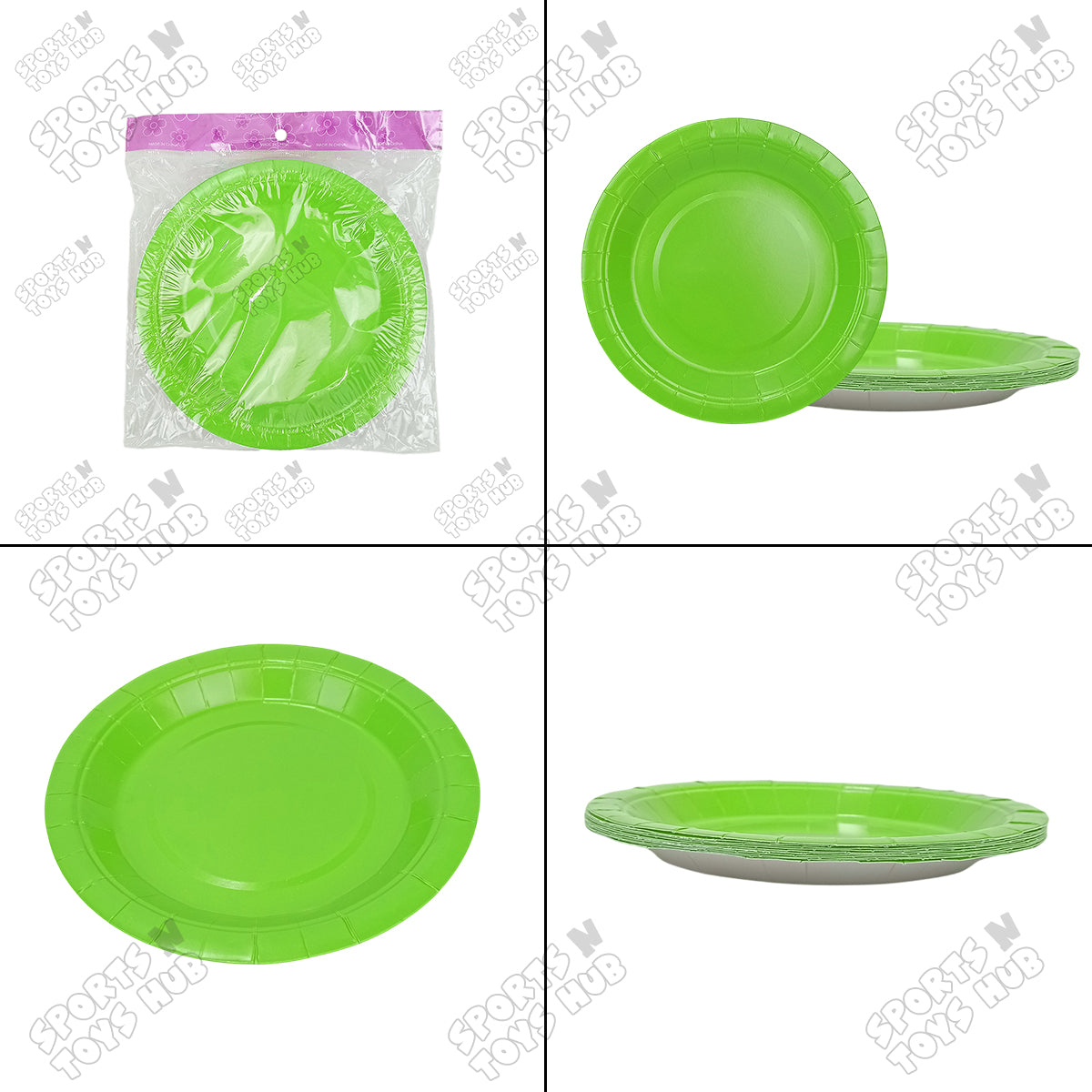 Green Solid Color Disposable Paper Plates & Cups Set – Pack of 10, Premium Party Tableware for Birthday, Wedding, Baby Shower, BBQ, Picnic, Catering, Snacks, Desserts, Food & Drink Serving