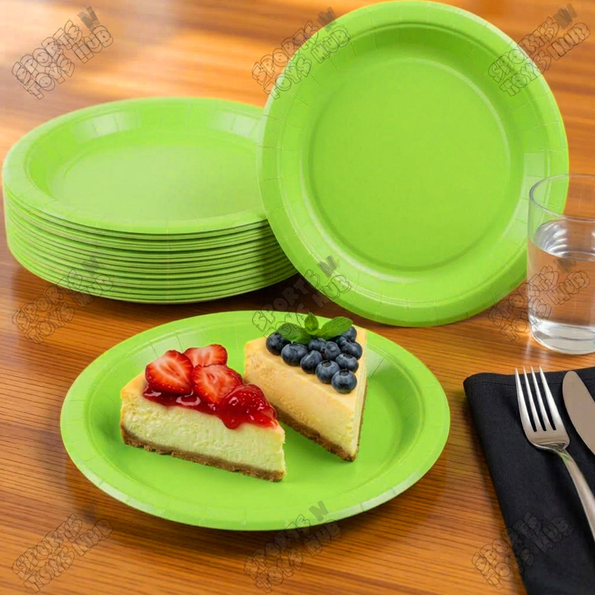 Green Solid Color Disposable Paper Plates & Cups Set – Pack of 10, Premium Party Tableware for Birthday, Wedding, Baby Shower, BBQ, Picnic, Catering, Snacks, Desserts, Food & Drink Serving