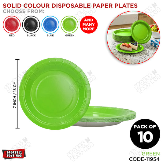 Green Solid Color Disposable Paper Plates & Cups Set – Pack of 10, Premium Party Tableware for Birthday, Wedding, Baby Shower, BBQ, Picnic, Catering, Snacks, Desserts, Food & Drink Serving