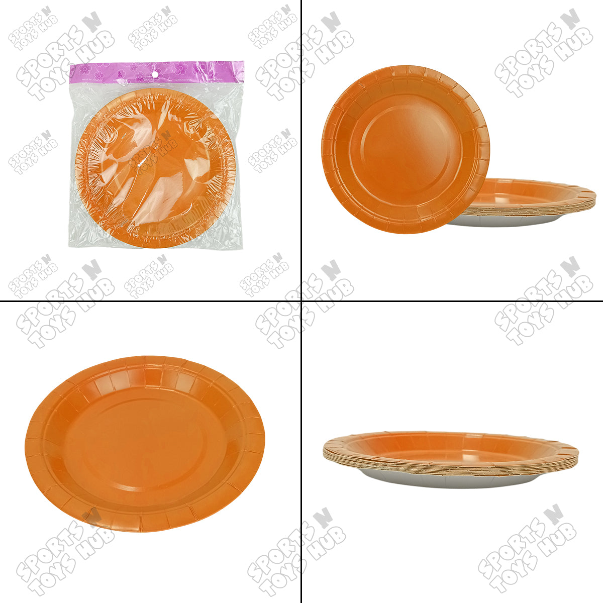 Orange Solid Color Disposable Paper Plates & Cups Set – Pack of 10, Party Tableware for Birthday, Wedding, Baby Shower, BBQ, Picnic & Events
