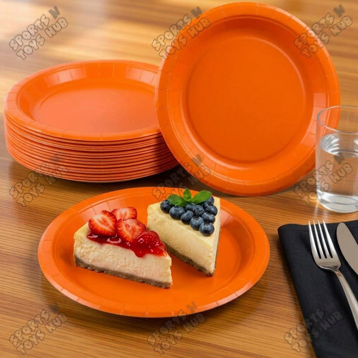 Orange Solid Color Disposable Paper Plates & Cups Set – Pack of 10, Party Tableware for Birthday, Wedding, Baby Shower, BBQ, Picnic & Events