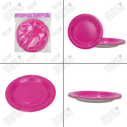Solid Color Round Disposable Paper Plates - 7 Inches - Pack of 10