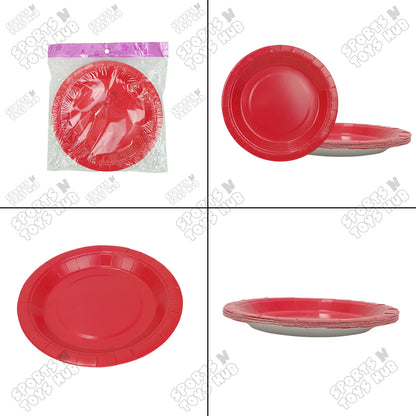 Red Solid Color Disposable Paper Plates & Cups Set – Pack Of 10, Premium Party Tableware for Birthday, Wedding, Valentine’s Day, Anniversary, BBQ, Picnic, Catering, Snacks, Desserts, Food & Drink Serving