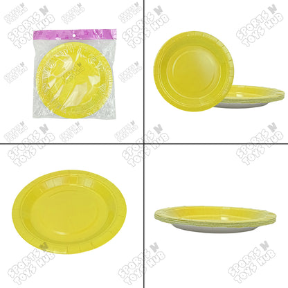 Solid Color Round Disposable Paper Plates - 7 Inches - Pack of 10