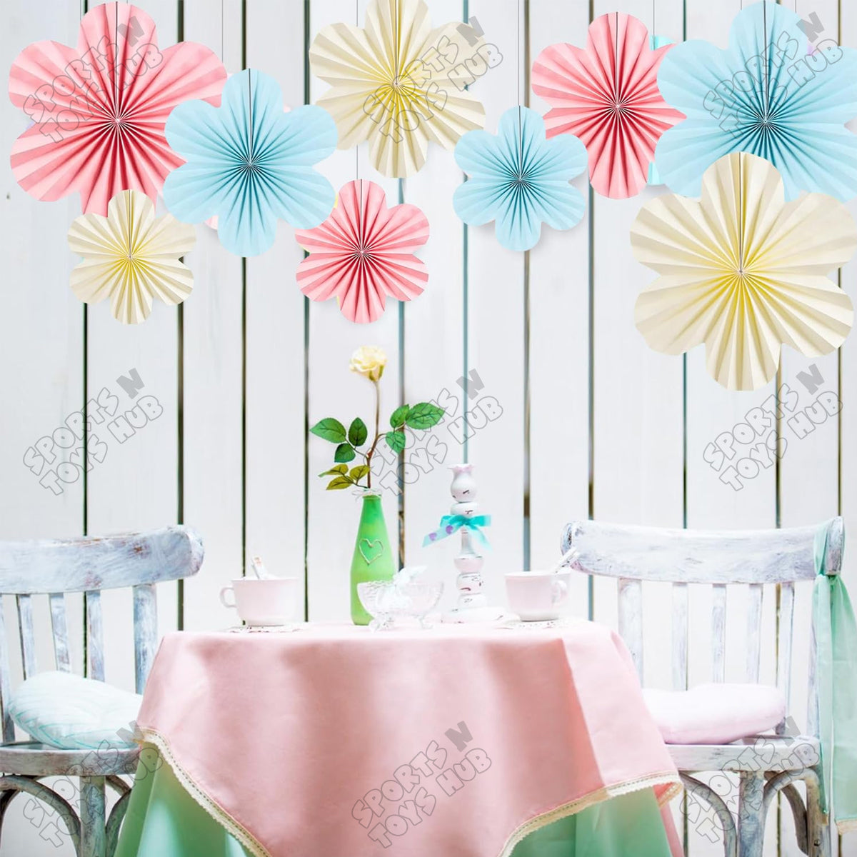 Pastel Flower Party Decorations Paper Fans