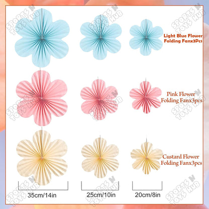 Pastel Flower Party Decorations Paper Fans