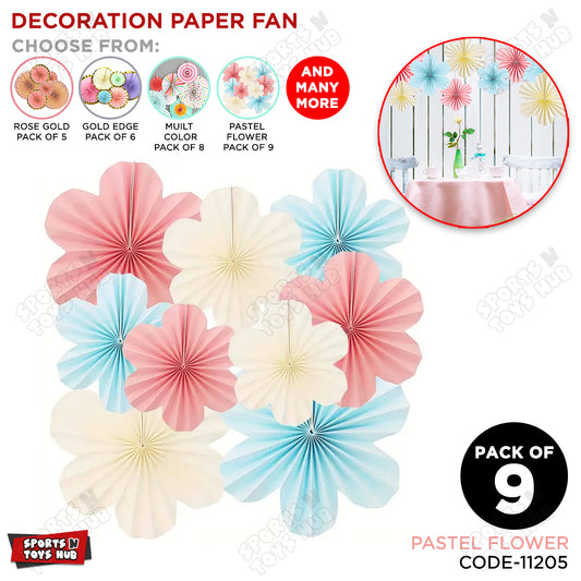 Pastel Flower Party Decorations Paper Fans