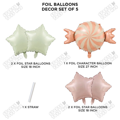 Pastel Matte Candy Pack Of 5 Foil Balloon Set