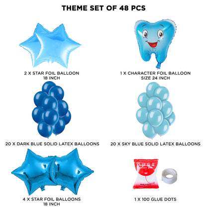 First Tooth Foil Balloon Theme Without Curtain - Blue