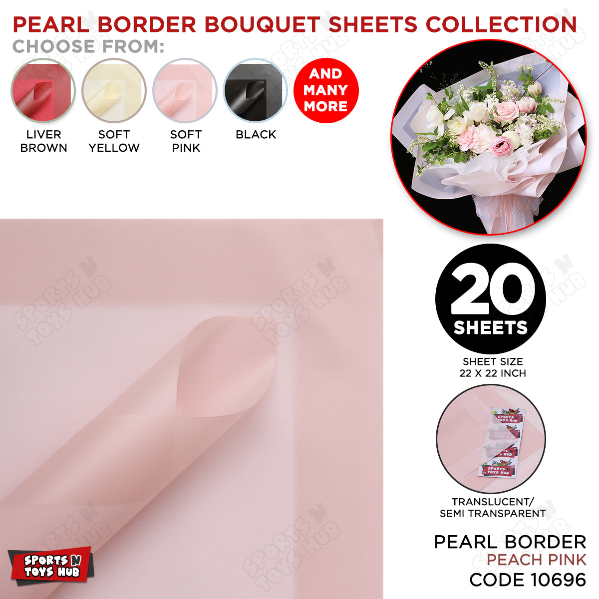 New Pearl Broad Border Edge Translucent Matte Wrapping Sheets for Flower Bouquets