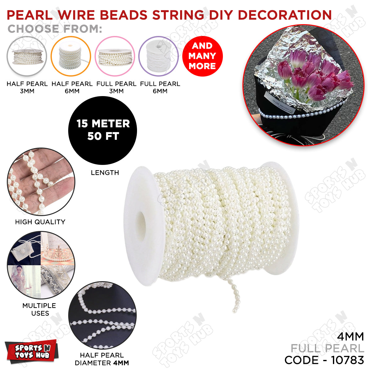 Full Pearl Wire Beads String Collection