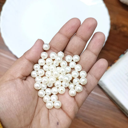 10mm Hole Pearl Beads with Hole – 100g Approx. 170 Pcs, Round Plastic Loose Beads for DIY Jewelry Making, Floral Bouquets, Wedding Decoration, Arts, Crafts & Handmade Projects