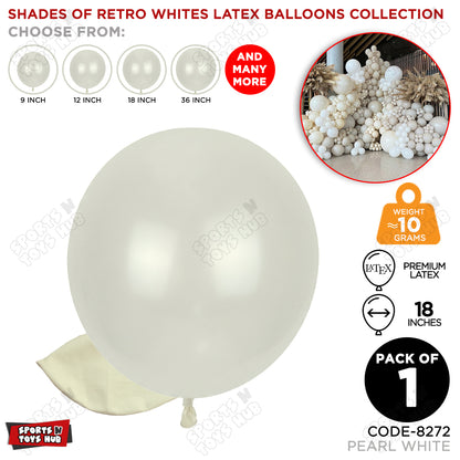 Pearl White Latex Balloons Available In 9, 12, 18 & 36 Inch Sizes