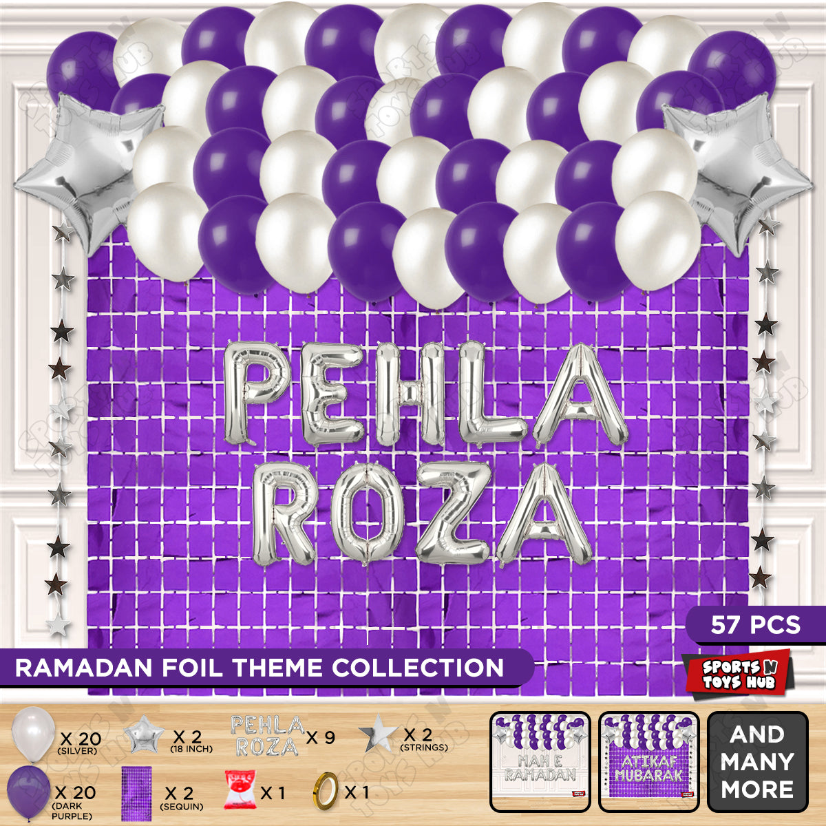 Pehla Roza Foil Balloon Rectangle Curtain Theme Collection