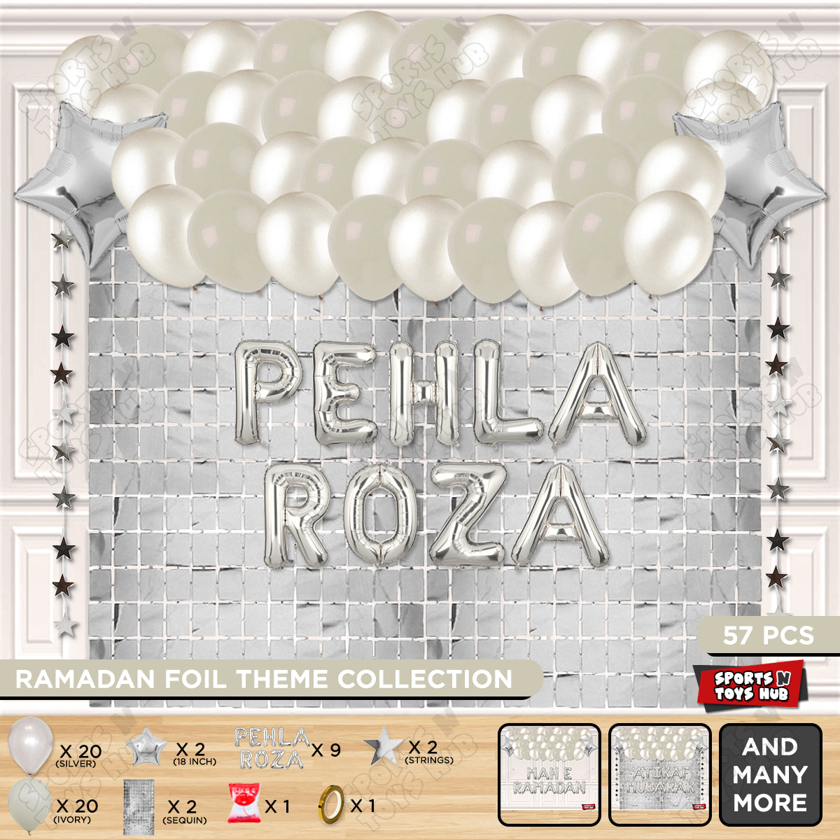 Pehla Roza Foil Balloon Rectangle Curtain Theme Collection