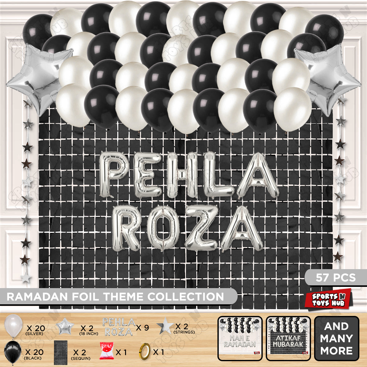 Pehla Roza Foil Balloon Rectangle Curtain Theme Collection