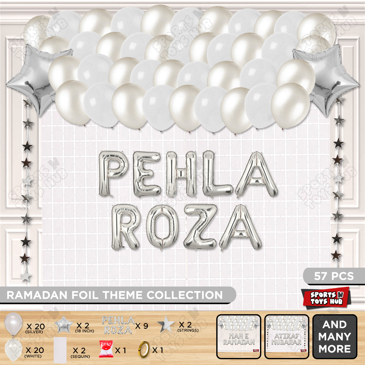 Pehla Roza Foil Balloon Rectangle Curtain Theme Collection