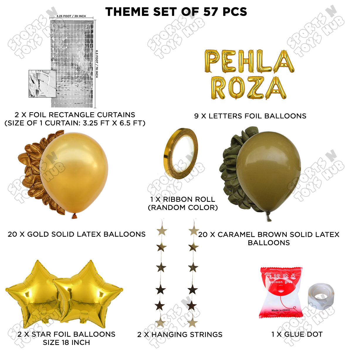 Pehla Roza Foil Balloon Rectangle Curtain Theme Collection