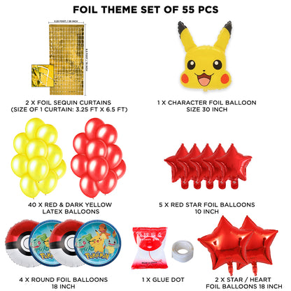 Pika-chu Foil Balloon Theme With Rectangle Curtain