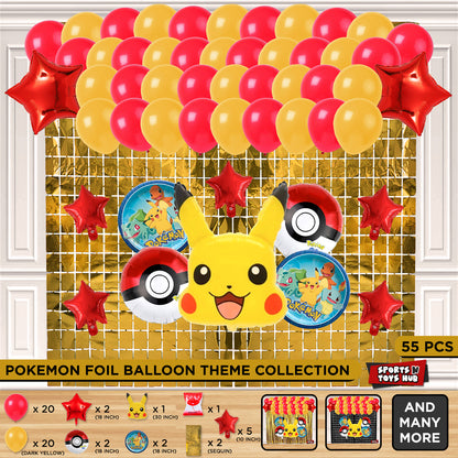 Pika-chu Foil Balloon Theme With Rectangle Curtain