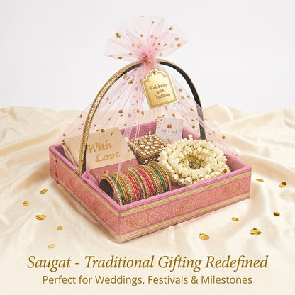 Fancy Net Pink Gift Basket Set