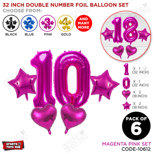 Pink Color 32 Inch Number Foil Balloon Set