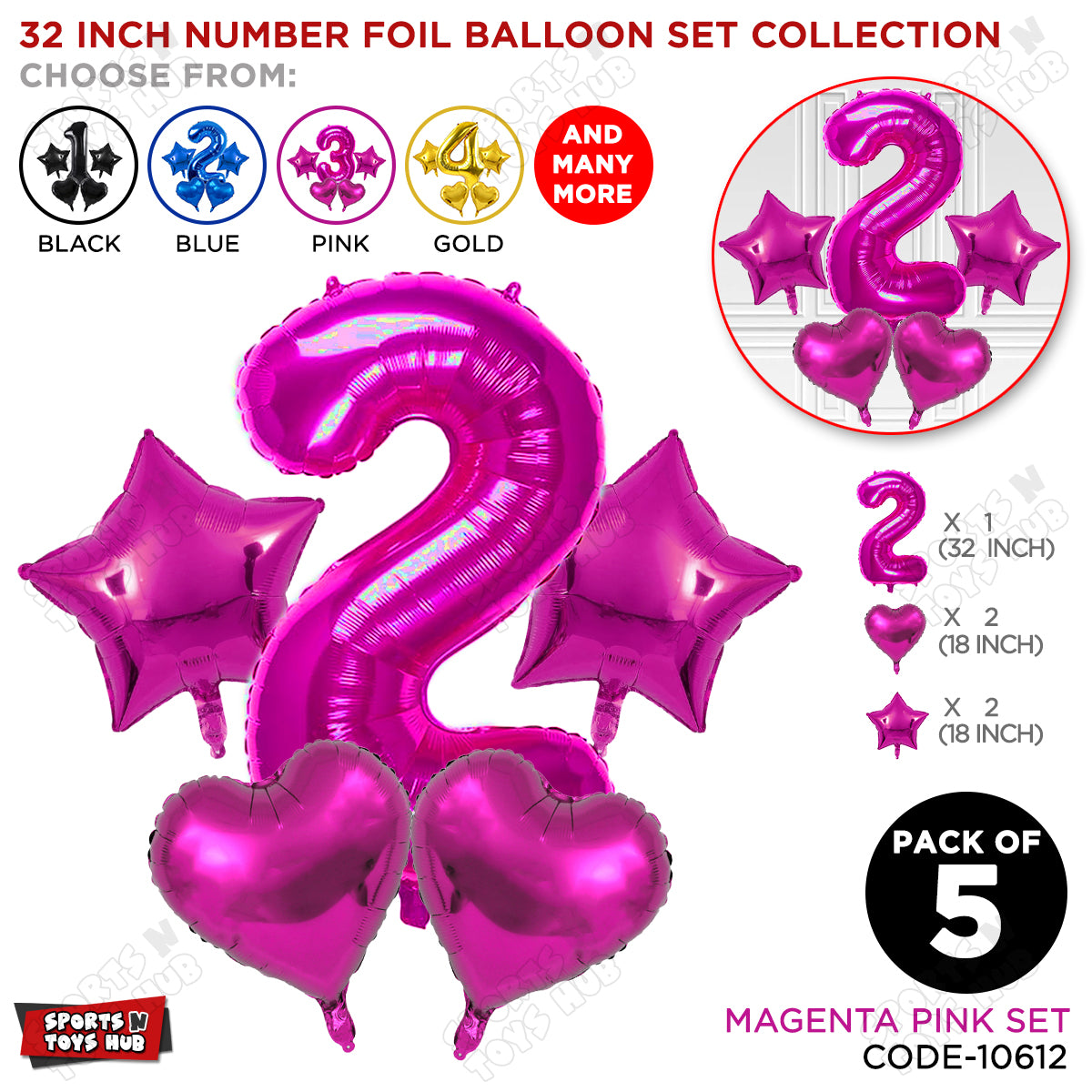 Second Birthday Foil Balloon Set Collection