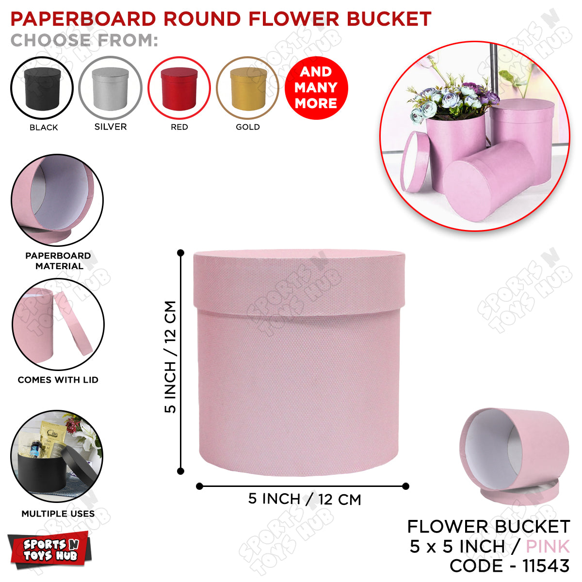 Round Cardboard Flower Gift Boxes with Lid – Paper Bouquet Buckets for Packaging & Gifting