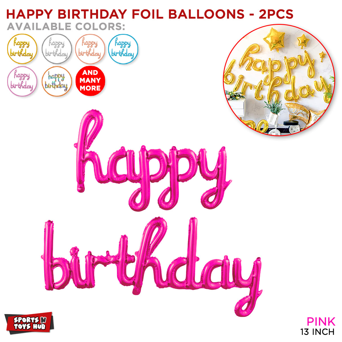Happy Birthday Cursive Foil Letter Balloons Collection