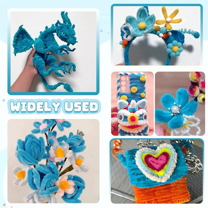 Shades of Blue Fuzzy Pipe Cleaners Craft Stems 100 Pcs – Premium 30cm x 7-8mm Chenille Sticks for DIY Crafts, Kids Art Projects, School Activities, Handmade Flowers, Decorations & Creative Craft Supplies