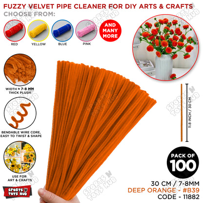 Fuzzy Pipe Cleaners Craft Stems 100 Pcs – 7-8mm Thick x 30cm Chenille Sticks for DIY Crafts, Kids Art Projects, School Activities, Handmade Flowers, Decorations & Creative Craft Supplies