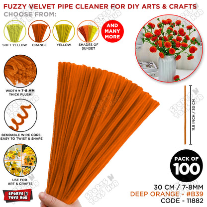Shades of Sunset Fuzzy Pipe Cleaners 100 Pcs – 30cm x 7-8mm Thick Chenille Craft Stems For DIY Arts & Crafts, Floral Crafts, Kids Creative Activities, Home Decorations & School Projects