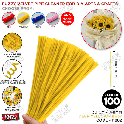 Fuzzy Pipe Cleaners Craft Stems 100 Pcs – 7-8mm Thick x 30cm Chenille Sticks for DIY Crafts, Kids Art Projects, School Activities, Handmade Flowers, Decorations & Creative Craft Supplies