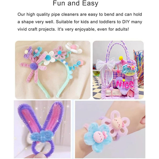Pastel Palette Color Pipe Cleaners 100 Pcs – Premium 30cm Chenille Craft Stems, 7-8mm Thick Flexible Fuzzy Sticks for DIY Arts & Crafts, Kids Art Projects, School Activities, Handmade Flowers, Floral Arrangements & Party Decorations