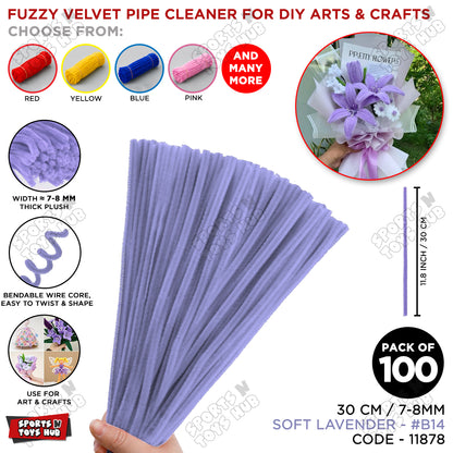 Fuzzy Pipe Cleaners Craft Stems 100 Pcs – 7-8mm Thick x 30cm Chenille Sticks for DIY Crafts, Kids Art Projects, School Activities, Handmade Flowers, Decorations & Creative Craft Supplies