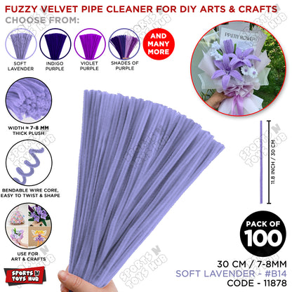 Shades of Purple Fuzzy Chenille Craft Stems 100 Pcs – 30cm x 7-8mm Flexible Pipe Cleaners for Handmade Flowers, DIY Crafts, School Activities, Kids Art Projects & Home Décor