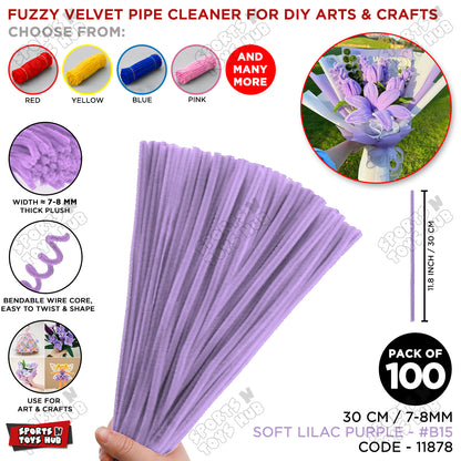Fuzzy Pipe Cleaners Craft Stems 100 Pcs – 7-8mm Thick x 30cm Chenille Sticks for DIY Crafts, Kids Art Projects, School Activities, Handmade Flowers, Decorations & Creative Craft Supplies