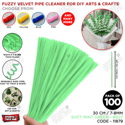 Fuzzy Pipe Cleaners Craft Stems 100 Pcs – 7-8mm Thick x 30cm Chenille Sticks for DIY Crafts, Kids Art Projects, School Activities, Handmade Flowers, Decorations & Creative Craft Supplies