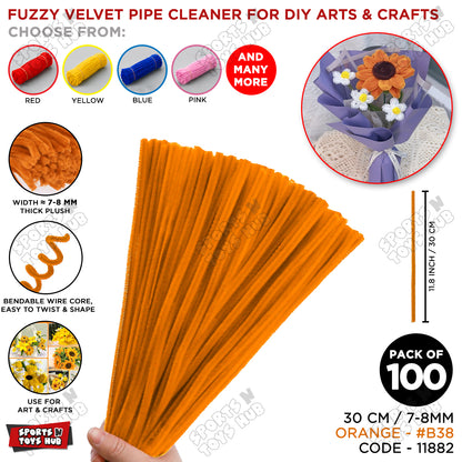 Fuzzy Pipe Cleaners Craft Stems 100 Pcs – 7-8mm Thick x 30cm Chenille Sticks for DIY Crafts, Kids Art Projects, School Activities, Handmade Flowers, Decorations & Creative Craft Supplies